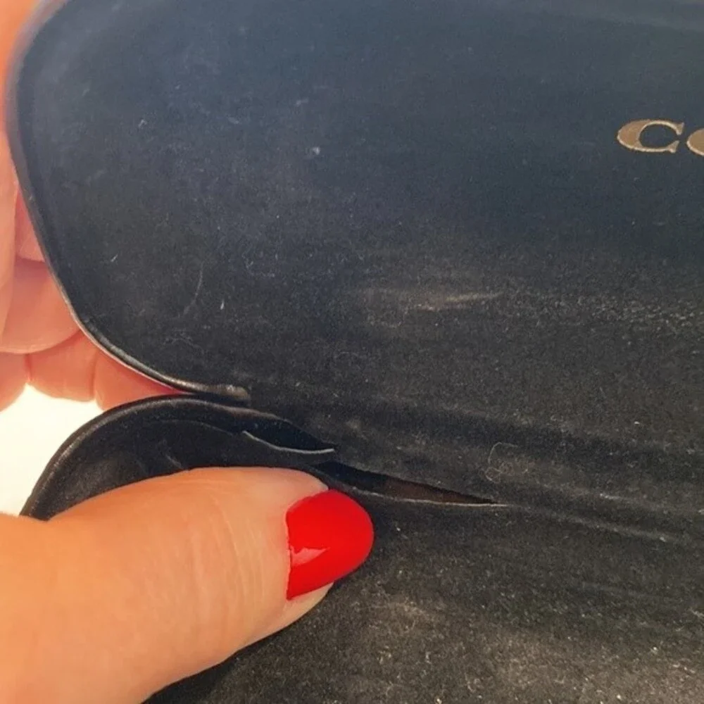 COACH SUNGLASSES CASE IN BLACK. 6”W x 2”D x 1.5” H